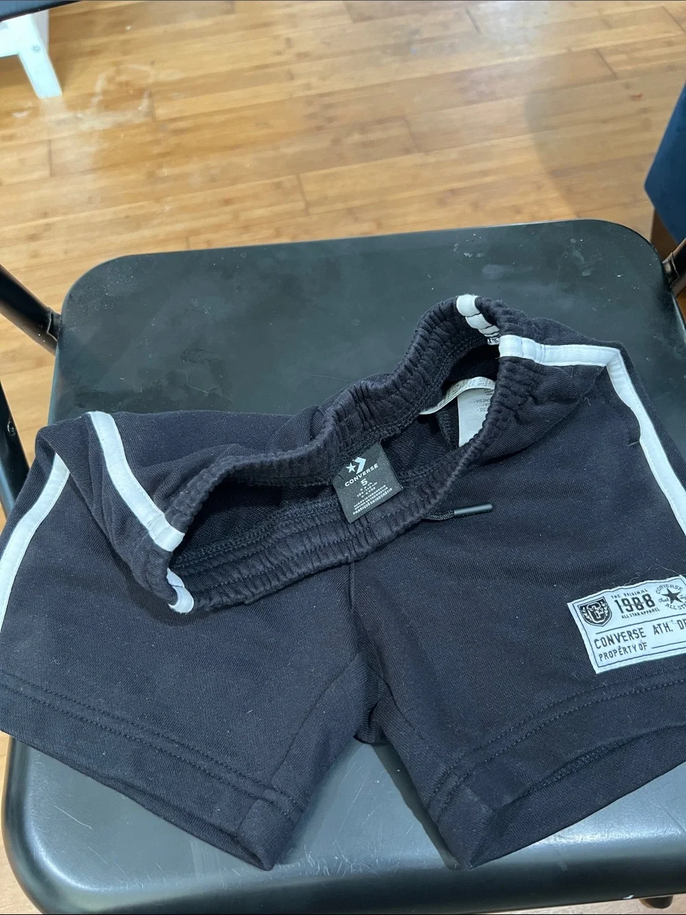 Converse Black Men’s Athletic Shorts with White Side Stripes